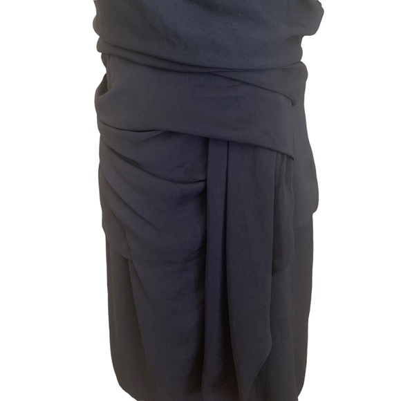 Helmut Lang Draped Black Mini Dress Size 0 - Picture 4 of 12